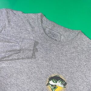 Ocean Coast Largemouth Bass Graphic Long Sleeve Fishing Shirt‎ Men's Medium
